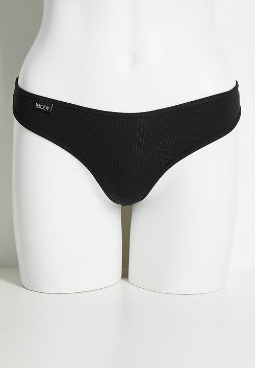 Cotton On - Organic Cotton Rib G String 5Pk - Black/Greymarle/Whiteaqua/Hazymint/Violetblue