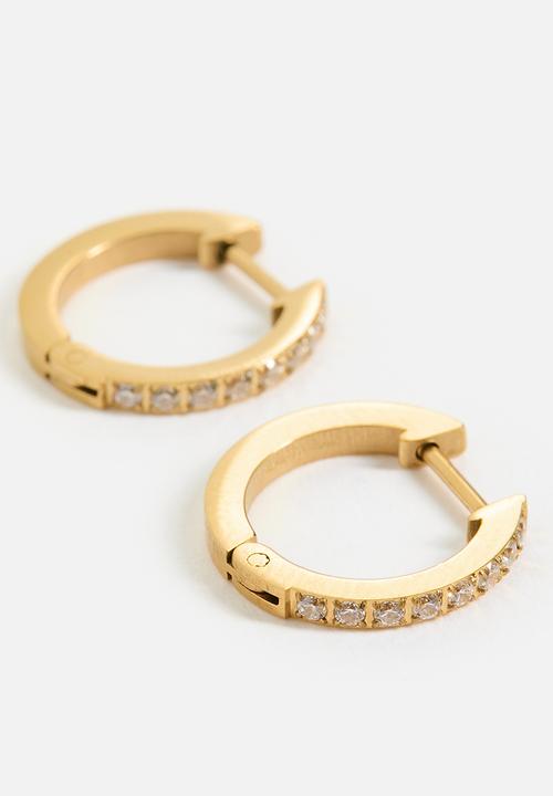 Zoe on Trend - Hoop Earring 15mm with Clear CZ - Gold