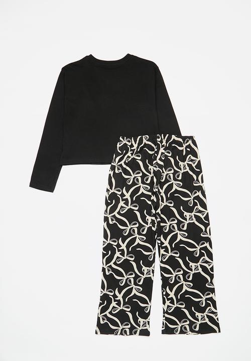 Pop Candy - Bow print pj set - black & white