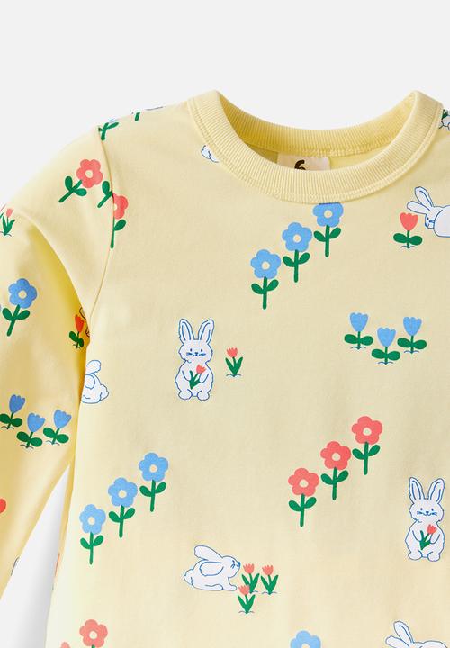 Cotton On - Dreamdrift Long Sleeve Pj Set - Baby Yellow/Meadow Bunny