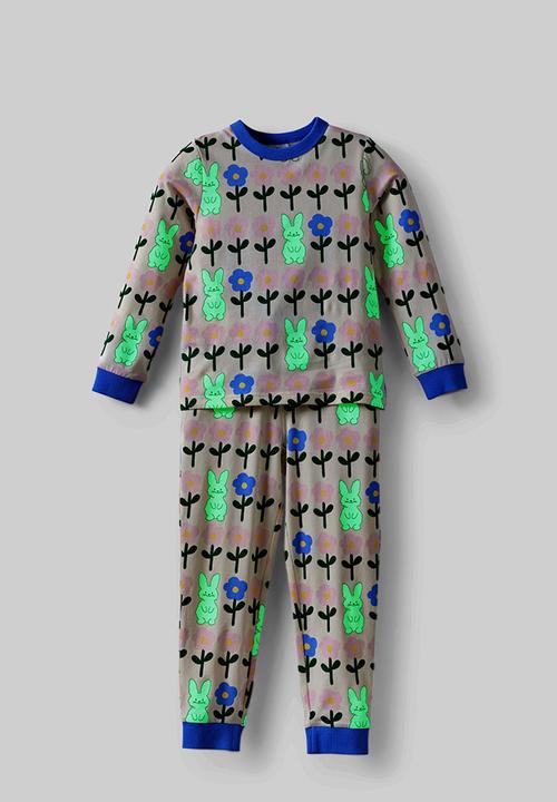Cotton On - Dreamdrift Long Sleeve Pj Set - Dark Vanilla/Bunny Daisies Glow