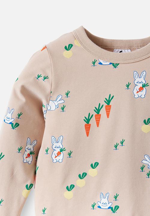 Cotton On - Dreamdrift Long Sleeve Pj Set - Latte Cream/Meadow Bunny