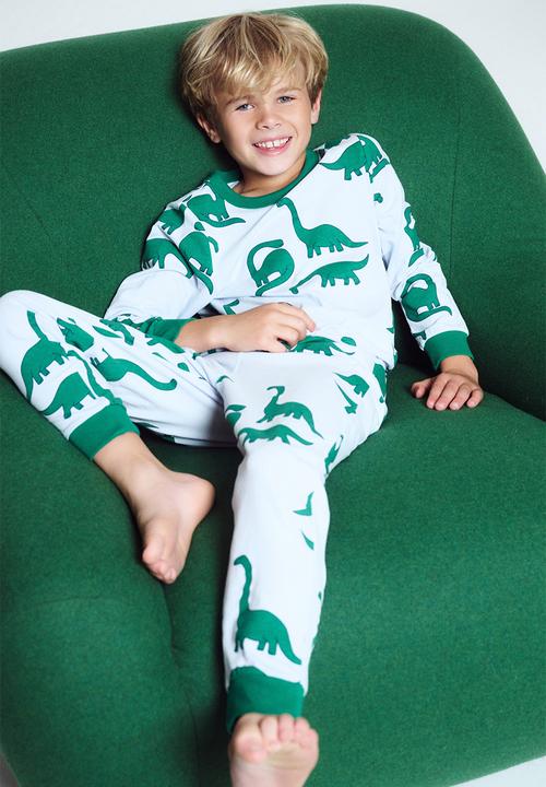 Cotton On - Dreamdrift Long Sleeve Pj Set - Ice Blue/Dinos Glow