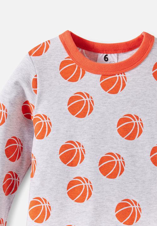 Cotton On - Dreamdrift Long Sleeve Pj Set - Grey Marle/Basketballs