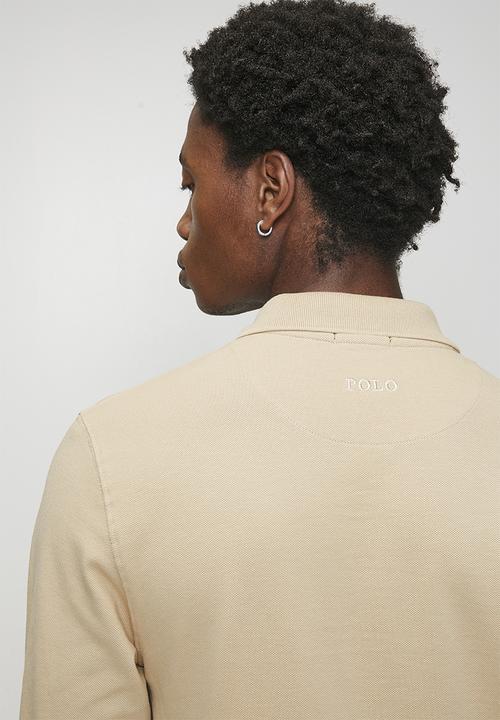 POLO - Long sleeve Carter Essential Pique Golfer - Stone