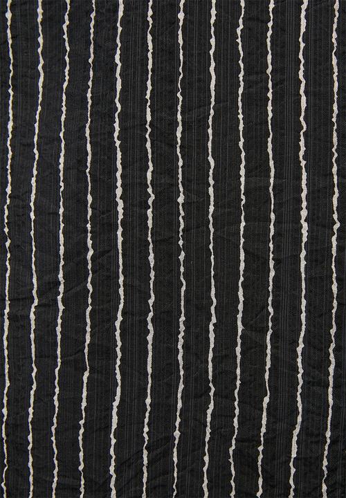 Stella Morgan - Long sleeve Sheer Stripe Button Through With Collar Blouse - Black