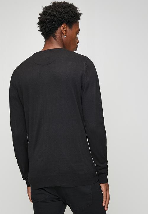 Brave Soul - V Neck Jumper - Jet Black