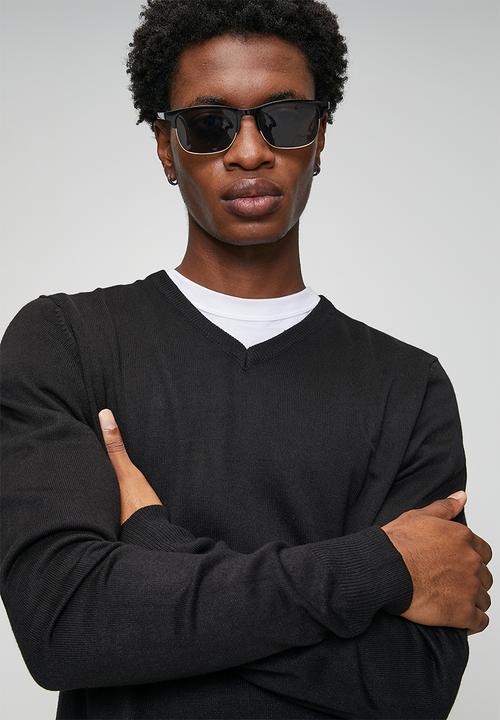 Brave Soul - V Neck Jumper - Jet Black