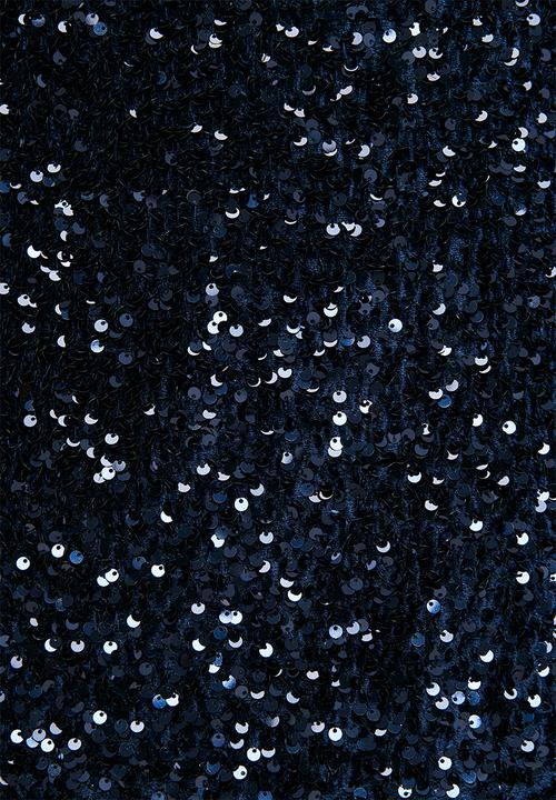 Stella Morgan - Loose Crew Neck Sequin Top With Key Hole And Satin Bow At Back - Navy