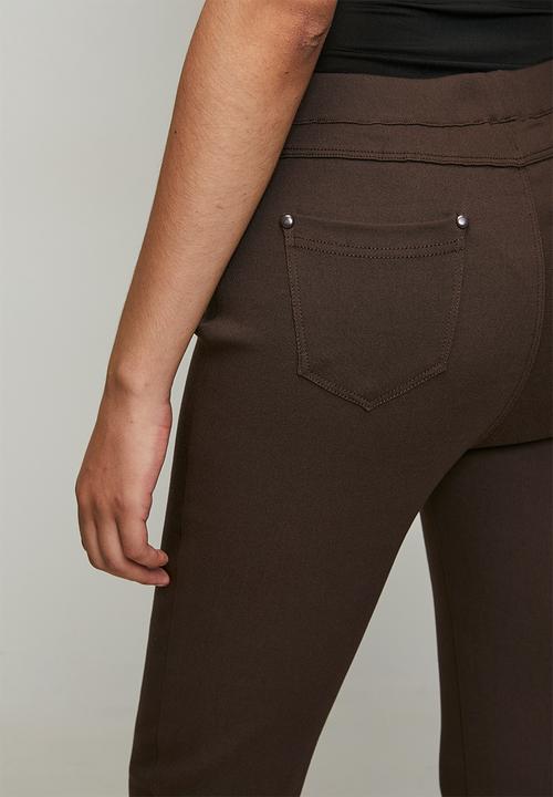 Stella Morgan - Narrow Waistband Skinny Leg Pull On Legging - Chocolate