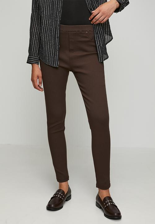 Stella Morgan - Narrow Waistband Skinny Leg Pull On Legging - Chocolate