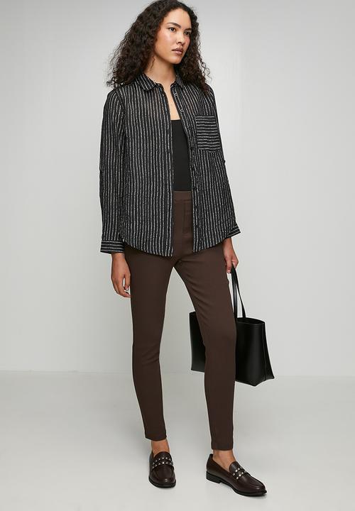 Stella Morgan - Narrow Waistband Skinny Leg Pull On Legging - Chocolate