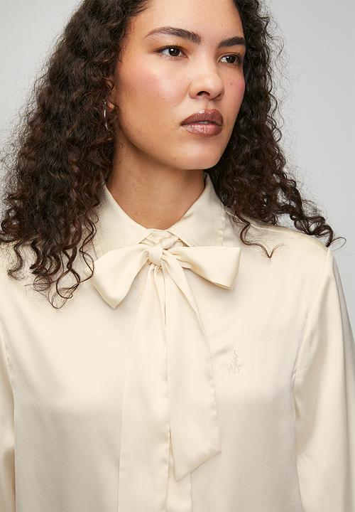 POLO - Wmn Macey Long Sleeve Tie Blouse - Birch