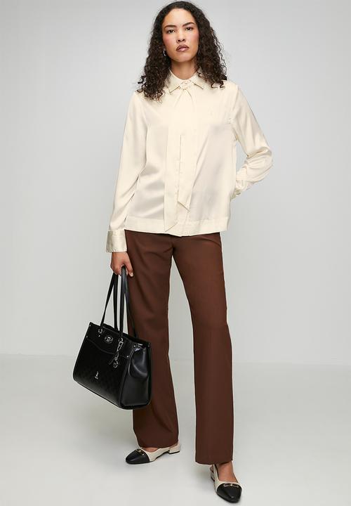 POLO - Wmn Macey Long Sleeve Tie Blouse - Birch