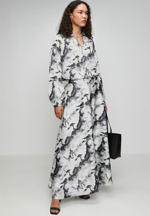 POLO - Wmn Mya Long Sleeve Printed Blouse - Black & Grey