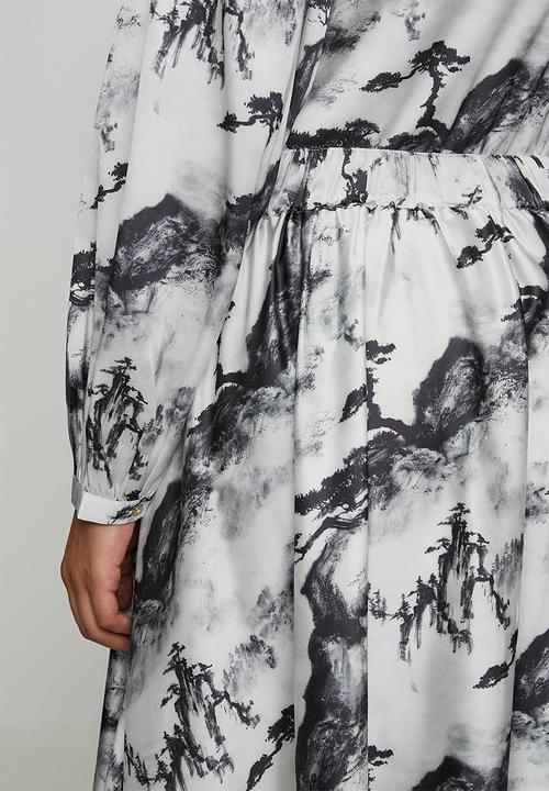 POLO - Wmn Layla Printed Skirt - Black & Grey