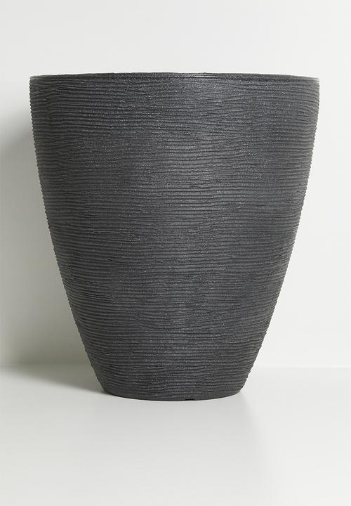 Ribbed Tall Planter - Black