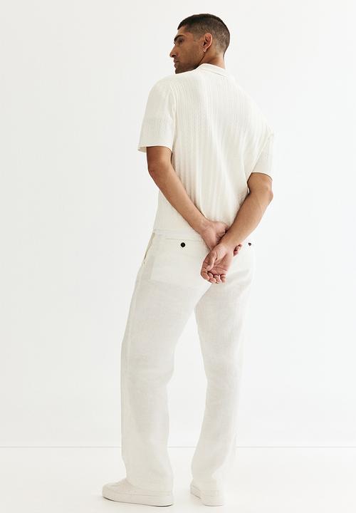 H&M - Regular fit cable-knit short-sleeved shirt - cream