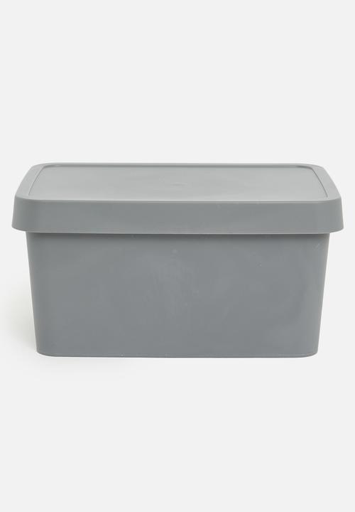 Stack storage box with lid 3.6 L - grey
