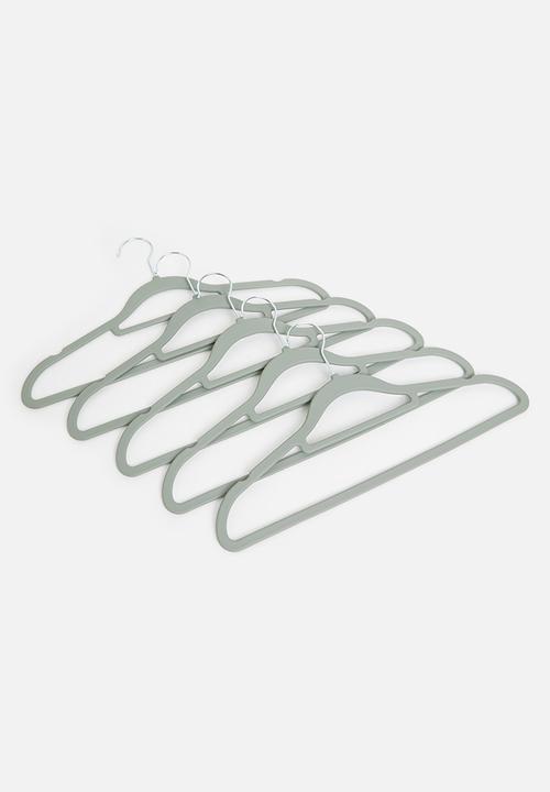 Rubber Coated Clothes Hanger Set Of 5 - Grey