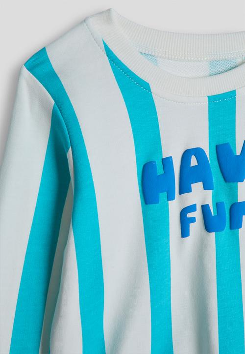 Pop Candy - Candy striped slogan sweatshirt - bright blue/have fun