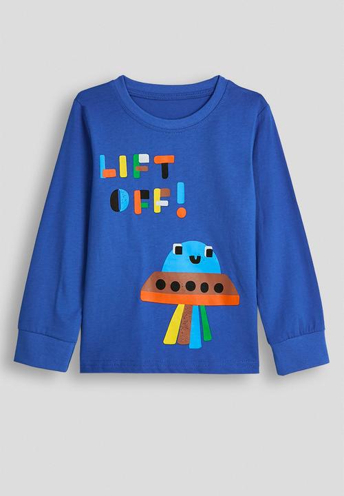 Pop Candy - Space graphic pj set with slogan - true blue/lift off