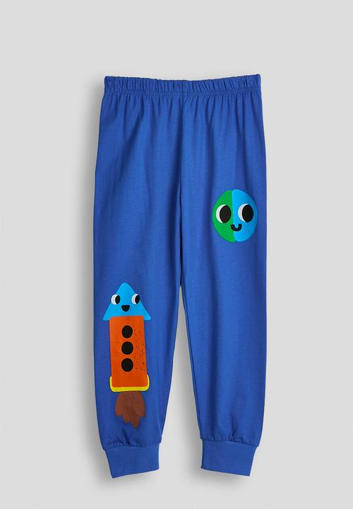 Pop Candy - Space graphic pj set with slogan - true blue/lift off