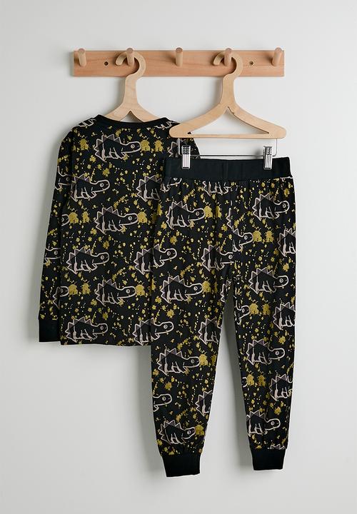 Pop Candy - Dino aop pj set - black/gold
