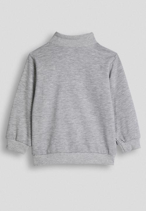 Pop Candy - Zip-up sweatshirt with patch embroidered graphic - grey