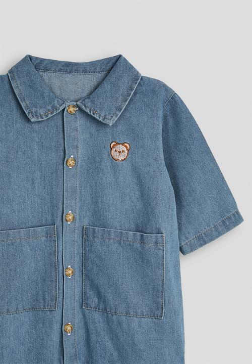 Pop Candy - Denim romper - blue/teddy