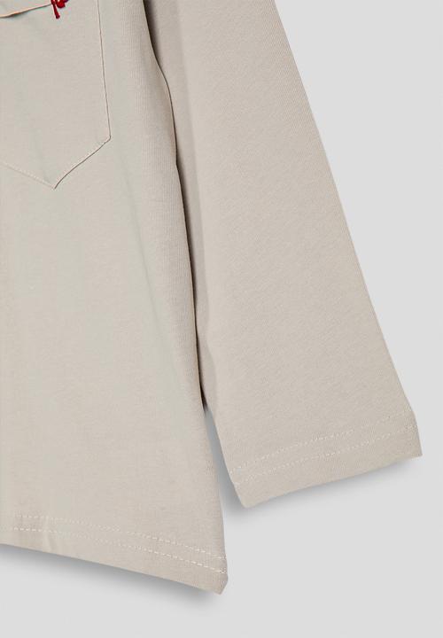 Pop Candy - Long sleeve tee with patch pocket - beige