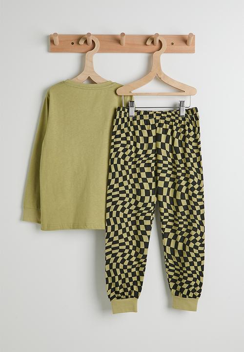 Pop Candy - Pj set with graphic and slogan - army green/army green checkerboard