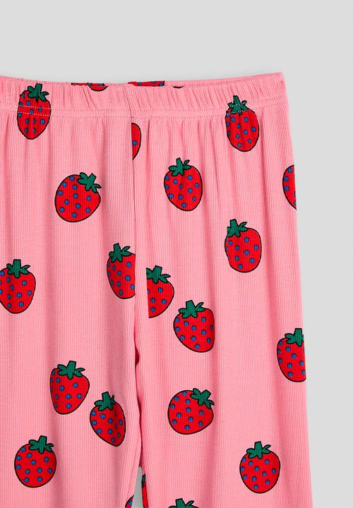 Pop Candy - Sweat top & lettuce hem leggings - pink/strawberry aop