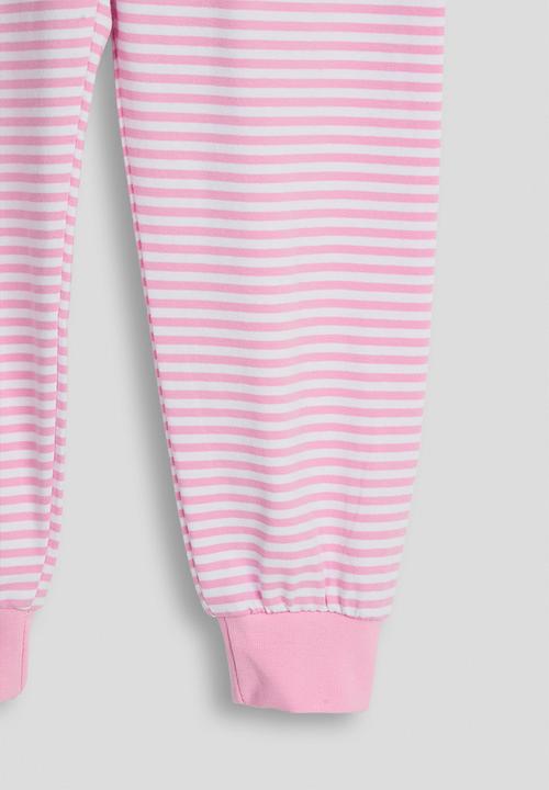 Pop Candy - Ballerina placement print pj set - white/pink stripes