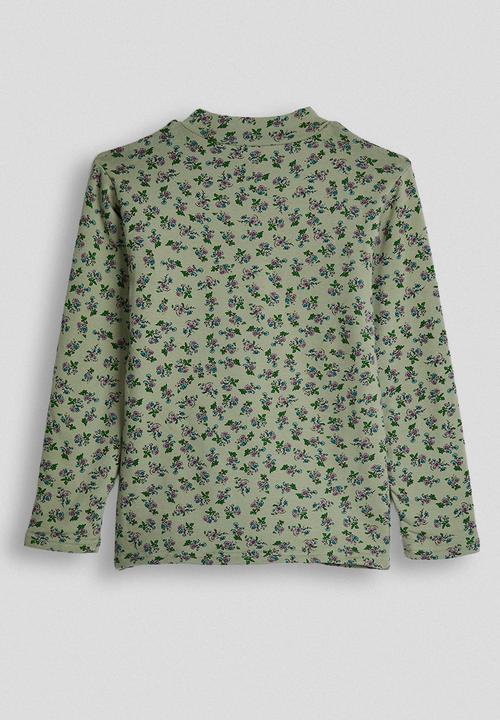 Pop Candy - Ditsy floral turtleneck top - khaki green