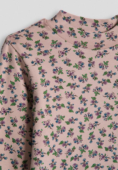Pop Candy - Ditsy floral turtleneck top - dusty mauve