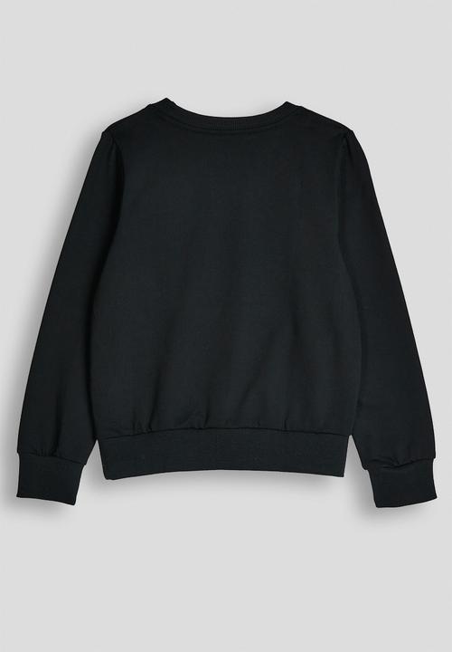 Pop Candy - Chenille bear graphic sweat top - black