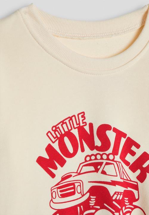 Pop Candy - Placement print sweatshirt - cream/red/little monster