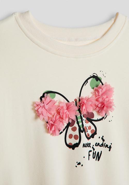 Pop Candy - Tulle flower butterfly sweatshirt - cream/never ending fun
