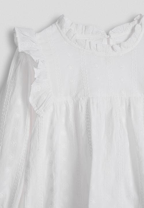 Pop Candy - Smock top with shoulder frills - white