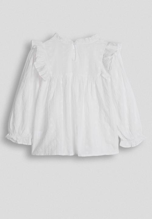 Pop Candy - Smock top with shoulder frills - white