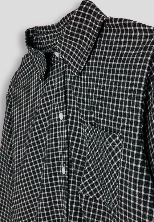 Pop Candy - Basic shirt with patch pocket - black check