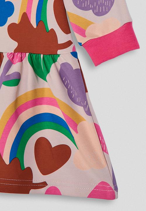 Pop Candy - Sweater dress with contrast rib and cuffs - pale pink/hot pink/multi