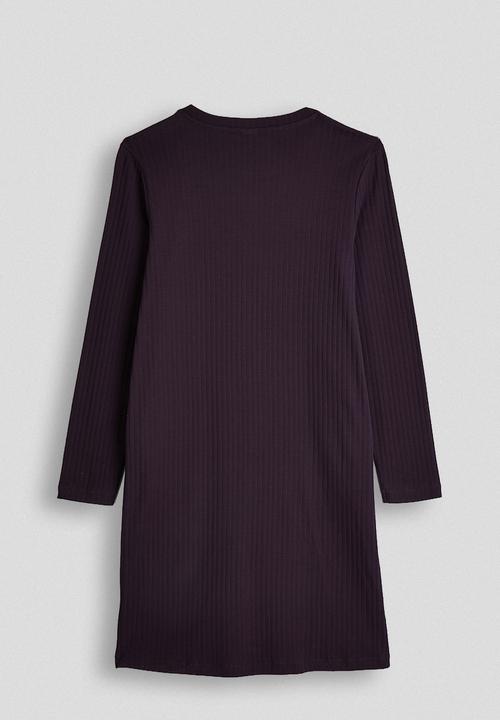 POLO - Casey rib long sleeve  dress - plum