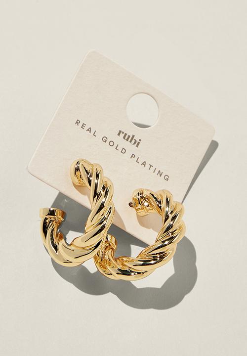 Rubi - Large hoop earring- gold plated twist