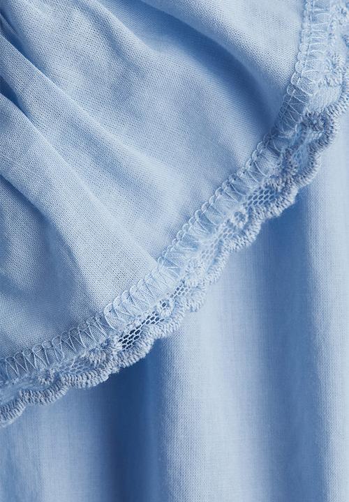 H&M - Frill-trimmed cotton dress - light blue