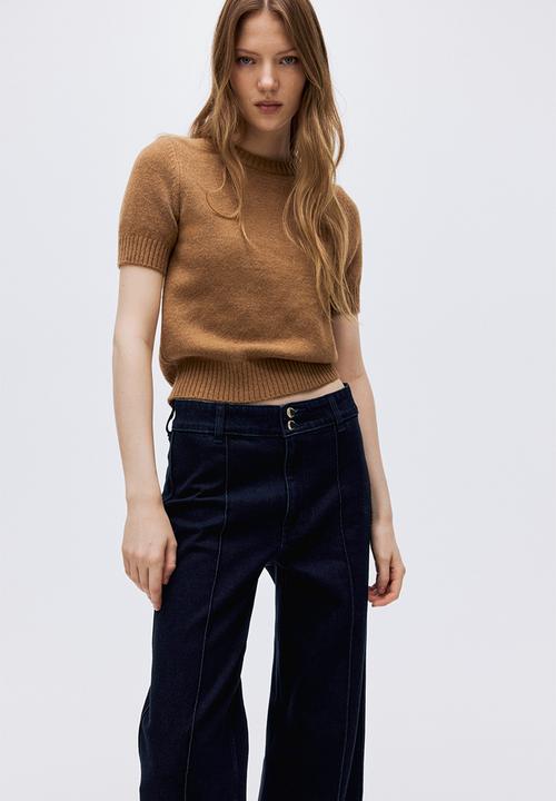 H&M - Wide high ankle jeans - dark denim blue