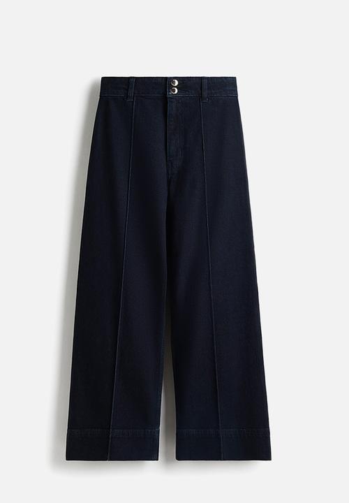 H&M - Wide high ankle jeans - dark denim blue