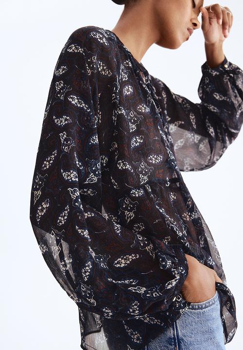 H&M - Patterned chiffon blouse - navy blue/paisley pattern