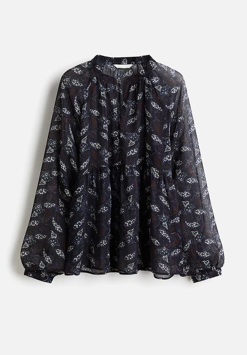 H&M - Patterned chiffon blouse - navy blue/paisley pattern